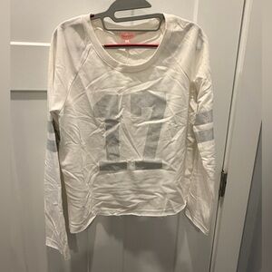 Nameless White Metallic 17 Graphic Long Sleeve Top Medium NWT